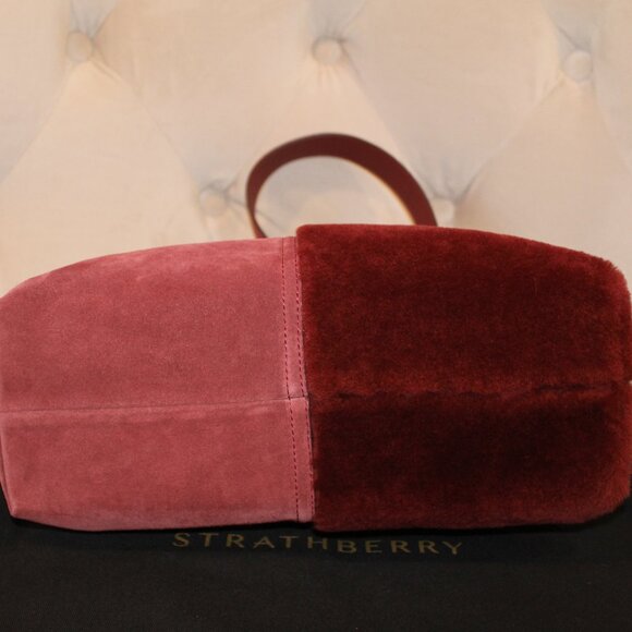 Strathberry Lana Oxblood Suede and Shearling Hobo with Dust bag & Box - Picture 6 of 15